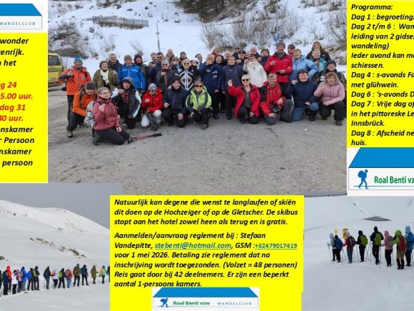 NIEUWSFLITS:   Winterreis 2027 naar het Arzlhof in Arzl.